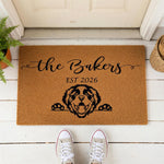 a door mat with a dog's face on it