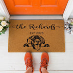 a close up of a door mat with measurements