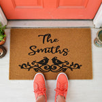 a close up of a door mat with measurements