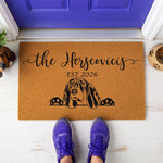 a close up of a door mat with measurements