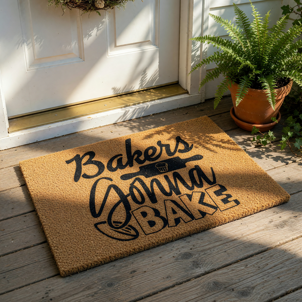 doormat, doormats, funny doormat, funny doormats, welcome mat, door mat, cooking lover gift, new chef gift, foodie kitchen gift, bakers gonna bake, baker gift, gift for baker, baking lover gift