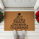 Joy Love Peace Believe Christmas Doormat Holiday Welcome Mat 3493