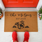 a close up of a door mat with measurements