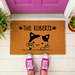 doormat, doormats, funny doormat, funny doormats, welcome mat, door mat, housewarming gift, cat lover gift, cat mom gift, new home gift, Personalized Doormat, Custom Cat Doormat, Cat Welcome Mat