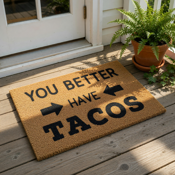 doormat, doormats, funny doormat, funny doormats, welcome mat, door mat, housewarming gift, taco doormat, funny welcome mat, taco lover gift, front door mat, new home gift, tacos doormat
