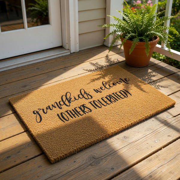 Mothers Day gift, grandparent gift, others tolerated, door mat, funny welcome, welcome mat, funny doormat, grandkids welcome, grandkids gift, grandma doormat, gift for grandma, grandma gift, front door