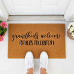 funny doormat, door mat, grandparent gift, grandma doormat, gift for grandma, others tolerated, grandma gift, funny welcome, front door, Mothers Day gift, grandkids gift, grandkids welcome, welcome mat