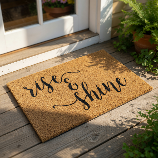 doormat, doormats, funny doormat, funny doormats, welcome mat, door mat, Rise and Shine, natural coir doormat, cute welcome mat, durable door mat, eco friendly mat, gift for mom, funny mom gift