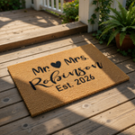 a door mat that says mr and mrs reunion