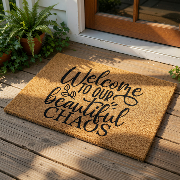 doormat, doormats, funny doormat, funny doormats, welcome mat, door mat, housewarming gift, wedding gift, welcome doormat, chaos doormat, Closing Gift, new home gift, housewarming mat
