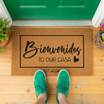 a close up of a door mat with measurements