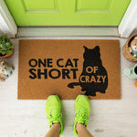 a door mat that has a cat on it