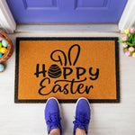 a door mat with the words happy easter on it