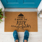 a door mat that says home is where you poop most compostables