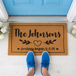 a close up of a door mat with measurements