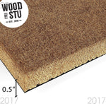 a logo for a company called "Wood by Stu" with a textured background and a wooden plank design.