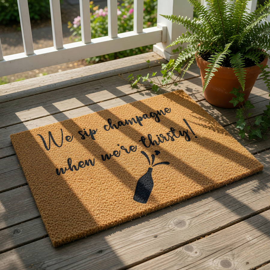 doormat, doormats, funny doormat, funny doormats, welcome mat, door mat, housewarming gift, champagne doormat, New Home Gift, funny door mat, Closing Gift, Wedding Gift, front door mat