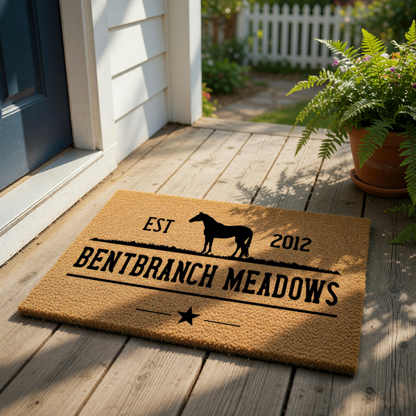 a logo for Bentbranch Meadows, which includes a silhouette of a horse and the text "EST 2012".
