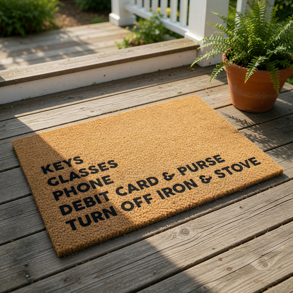 doormat, doormats, funny doormat, funny doormats, welcome mat, door mat, Housewarming Gift, checklist doormat, new home gift, reminder doormat, Coir Doormat, Funny Welcome Mat, house closing gift
