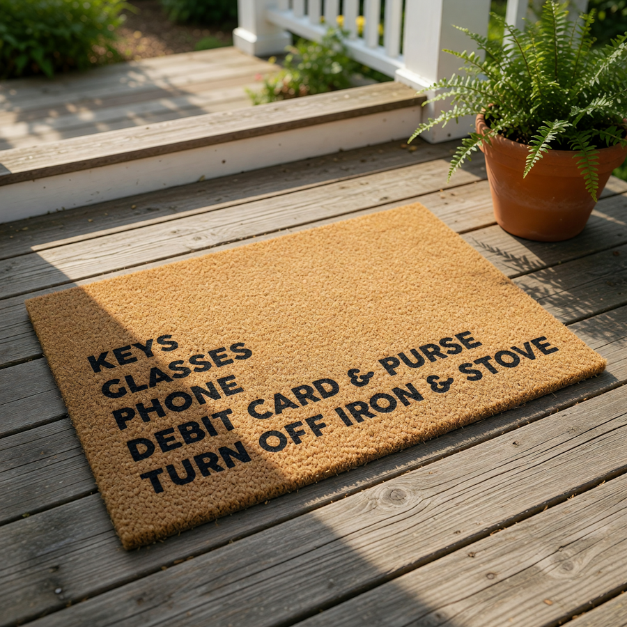 doormat, doormats, funny doormat, funny doormats, welcome mat, door mat, Housewarming Gift, checklist doormat, new home gift, reminder doormat, Coir Doormat, Funny Welcome Mat, house closing gift
