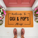 a close up of a door mat with measurements