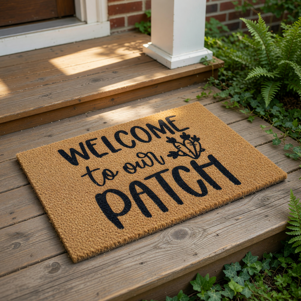 Welcome to our patch coir doormat featuring a cute carrot design, perfect for a spring or garden themed front porch decor.