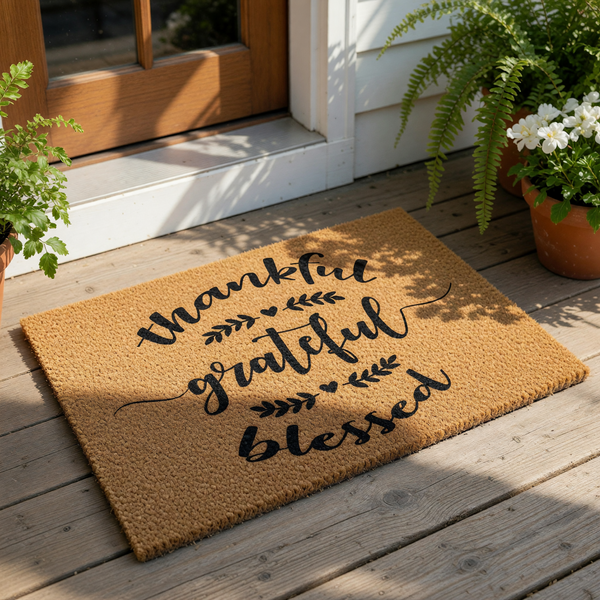 doormat, doormats, funny doormat, funny doormats, welcome mat, door mat, housewarming gift, grateful doormat, thankful doormat, front door mat, personalized doormat, thanksgiving doormat, blessed doormat