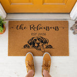 a close up of a door mat with measurements