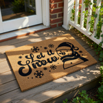 Let it Snow snowman doormat featuring a festive winter design on natural coir fiber, this holiday welcome mat for front porch decor displays a cute snowman in a hat and scarf with snowflakes for seasonal home entry and winter