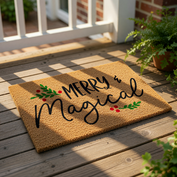 doormat, doormats, funny doormat, funny doormats, welcome mat, door mat, christmas doormat, holiday doormat, welcome doormat, front door decor, merry and magical, Merry Christmas, christmas gift