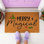 a door mat that says merry and magic on it