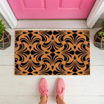 Art deco pattern doormat featuring a bold black and natural coir fiber design, this stylish outdoor welcome mat adds a modern look to your front porch entryway, perfect for a housewarming entrance or a decorative home decor