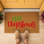 a door mat that says merry christmas on it