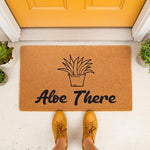 Aloe There doormat with a cute succulent plant illustration, this funny coir welcome mat for front porch entryways features a punny plant design that adds a stylish touch to your home decor and outdoor entryway floor mat