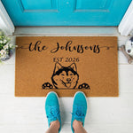 a door mat with a dog's face on it