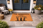 Personalized giraffe family doormat for front porch entry, featuring a custom last name and established year on natural coir fiber.