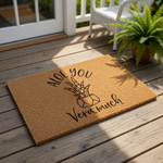 Aloe You Vera Much coir doormat featuring a cute succulent plant illustration on a natural fiber welcome mat, perfect for a front porch entry, housewarming decor, or a funny plant lover gift for your home entrance and outdoor
