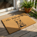 a black and white illustration of a pig, along with the text "The Robinsons EST 2019" printed on a beige background.