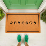 Funny Goodbye doormat for front porch, featuring a natural coir fiber welcome mat with a black border and bold text, perfect for a housewarming entry decor or a humorous outdoor floor rug for your home entrance.