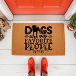 Dogs are my favorite people doormat featuring a pug silhouette, this natural coir fiber welcome mat is a funny pet lover front porch rug that adds a decorative touch to any home entrance for dog owners and animal enthusiasts