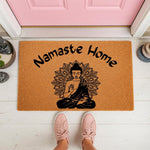 Namaste Home Buddha doormat with a mandala design, this natural coir welcome mat features a zen meditation theme for your front porch decor, creating a peaceful entryway for yoga lovers and spiritual home decor enthusiasts alike.