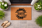 The image is a size chart for door mats, displaying the dimensions of various mat sizes from 12x26 to 36x60.