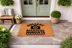 Collect Beautiful Moments camera doormat for front porch entry, featuring a natural coir fiber welcome mat with black typography and a camera icon, perfect for photography lovers and home decor enthusiasts seeking a stylish