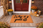 Whip it good kitchen doormat featuring a whisk design on a natural coir welcome mat, perfect for a baker or chef home entrance.