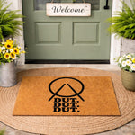 Drummer doormat with a funny drum stick design and text, this natural coir fiber welcome mat is a perfect front porch decor piece for musicians, percussionists, and music lovers who want a unique, humorous outdoor floor rug.