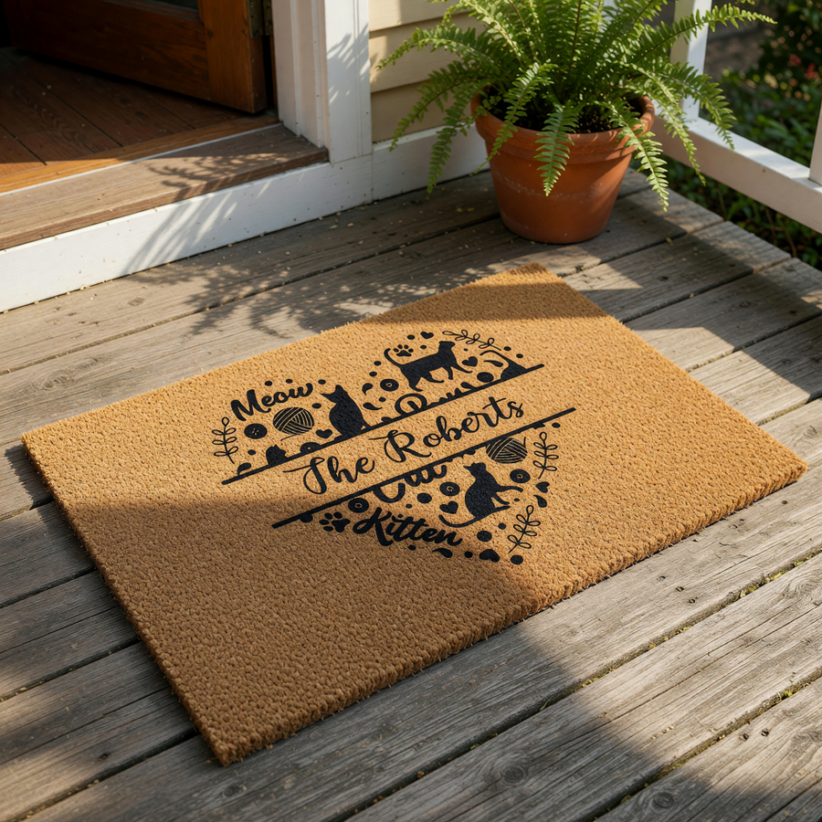 doormat, doormats, funny doormat, funny doormats, welcome mat, door mat, cat doormat, housewarming gift, custom doormat, cat lover gift, cat mom gift, new home gift, Personalized Doormat