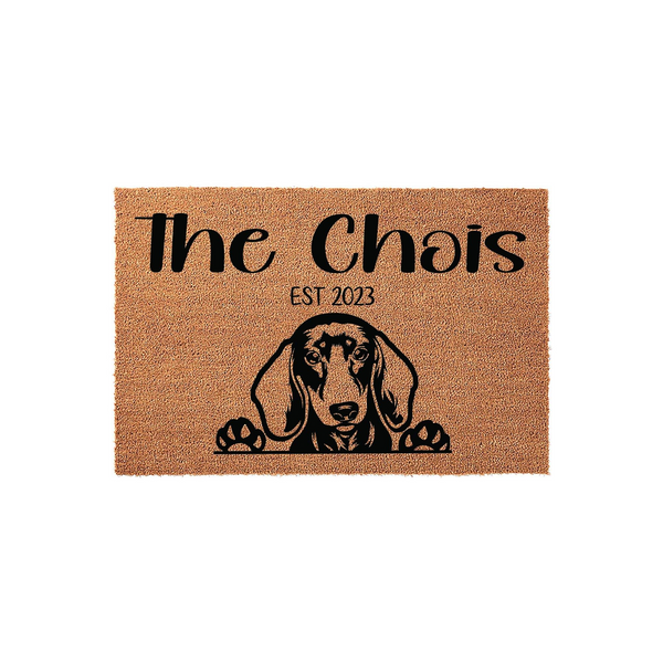 Dachshund Custom Last Name Doormat