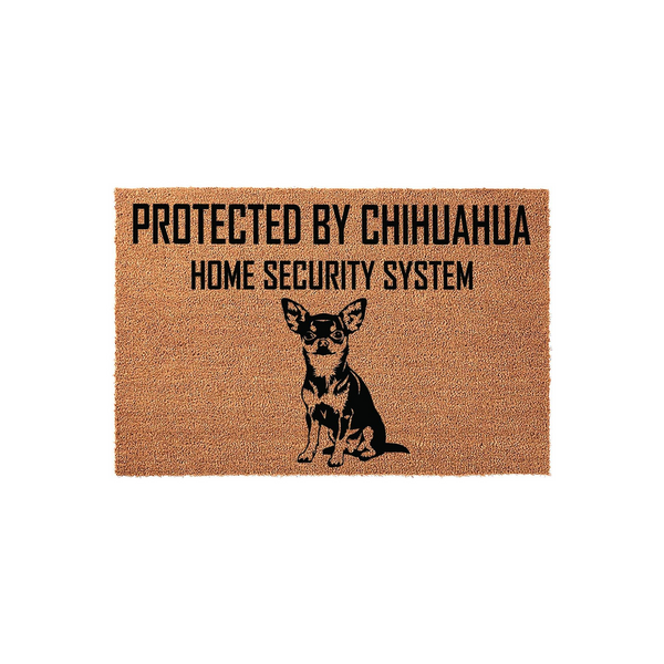 Protected By Chihuahua Home Security System Doormat