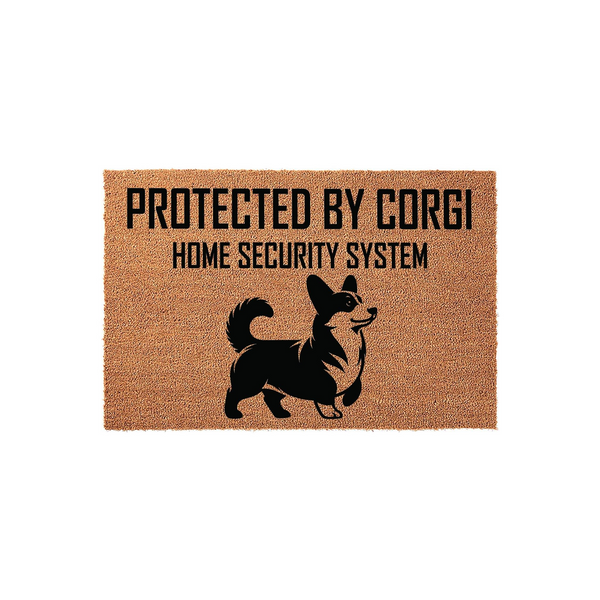 Protected By Corgi Home Security System Doormat