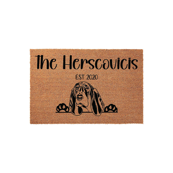 Basset Hound Personalized Family Name Doormat